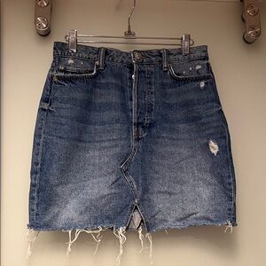 H&M Blue Distressed Denim Pencil Skirt